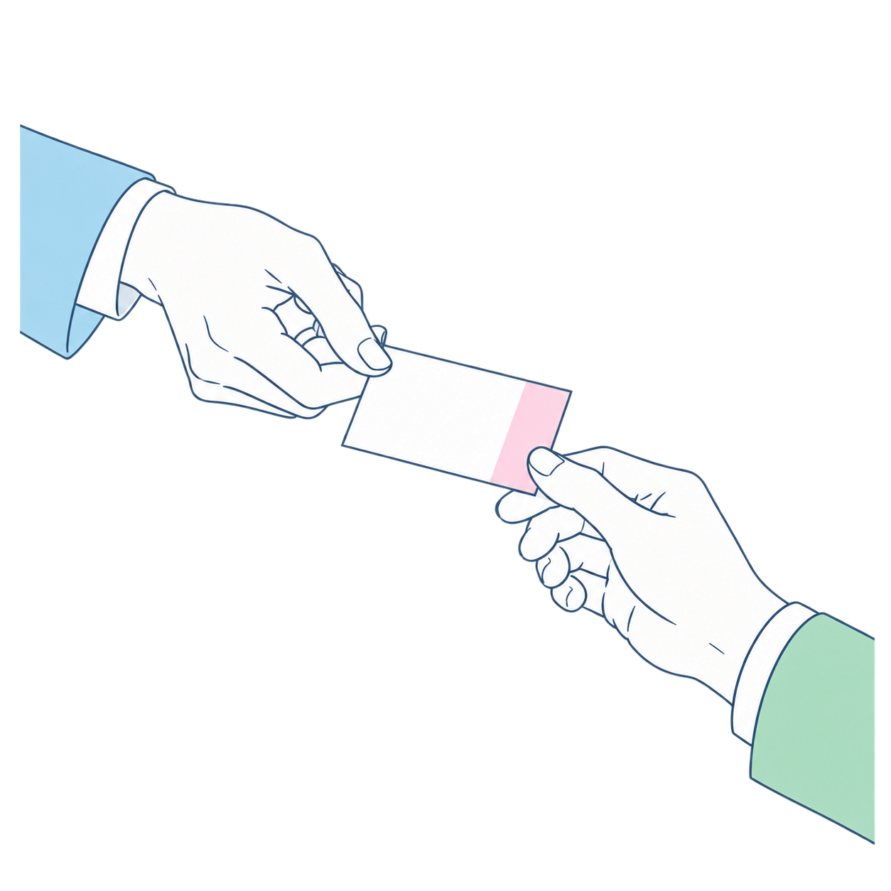 名刺を交換する手元のイラスト